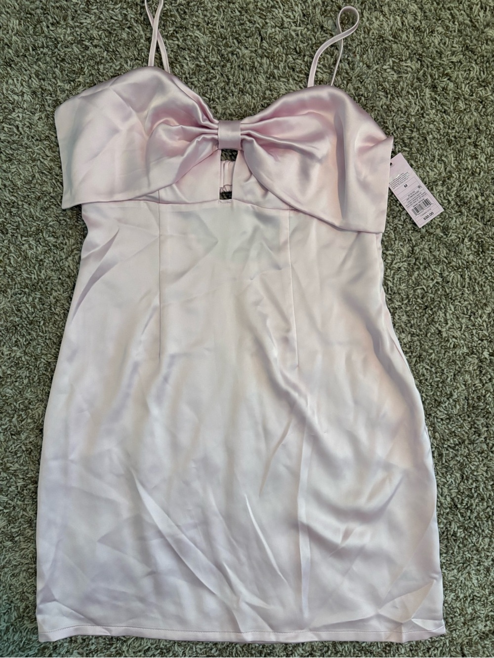 wild fable Light Pink Satin Bow-Front Mini Dress